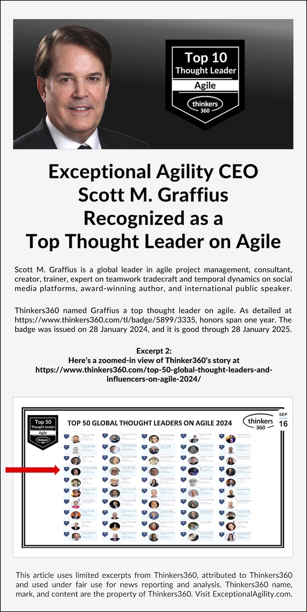 Thinkers360 Named Scott M Graffius a Top Thought Leader on Agile - Jan 2024 Through Jan 2025 - EA - Excerpt - 2 - LwRes